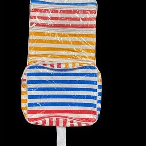 Cosmetic travel bag shower makeup vinyl bag 3 compartments zipper fold over